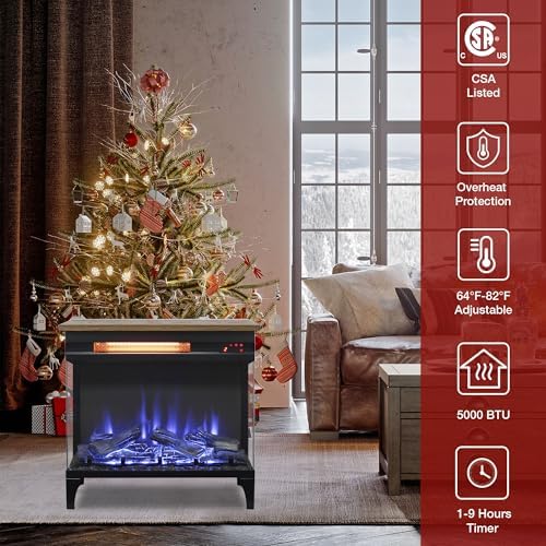 Innoflame 24 Electric Fireplace Heater with Remote and Timer