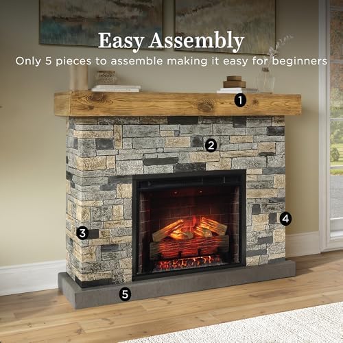 Country Living - Dixson Electric Fireplace with Mantel 28 Wood Insert