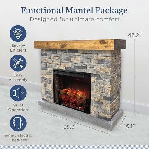 Country Living - Dixson Electric Fireplace with Mantel 28 Wood Insert