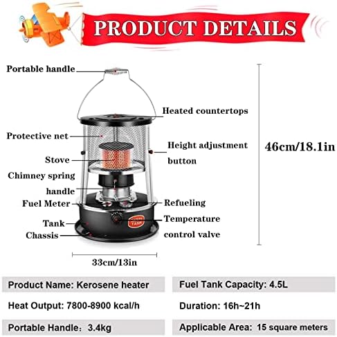 DuANgu Kerosene Heater Stove with 45L Capacity and 6 Wicks