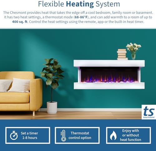 Touchstone Chesmont Smart Electric Fireplace - 50 Wide White Mantle AlexaWiFi Enabled