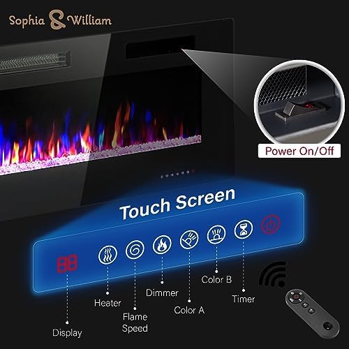 Sophia William 72 Inch Electric Fireplace with Remote Control 1