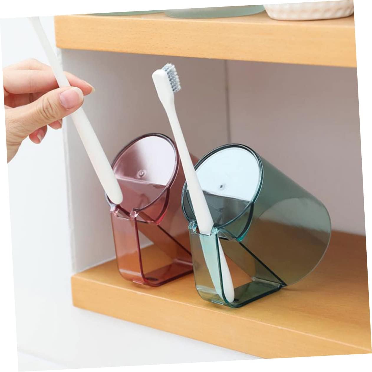 Zerodeko 2Pcs Reusable Toothbrush Cup with Non-Slip Handle