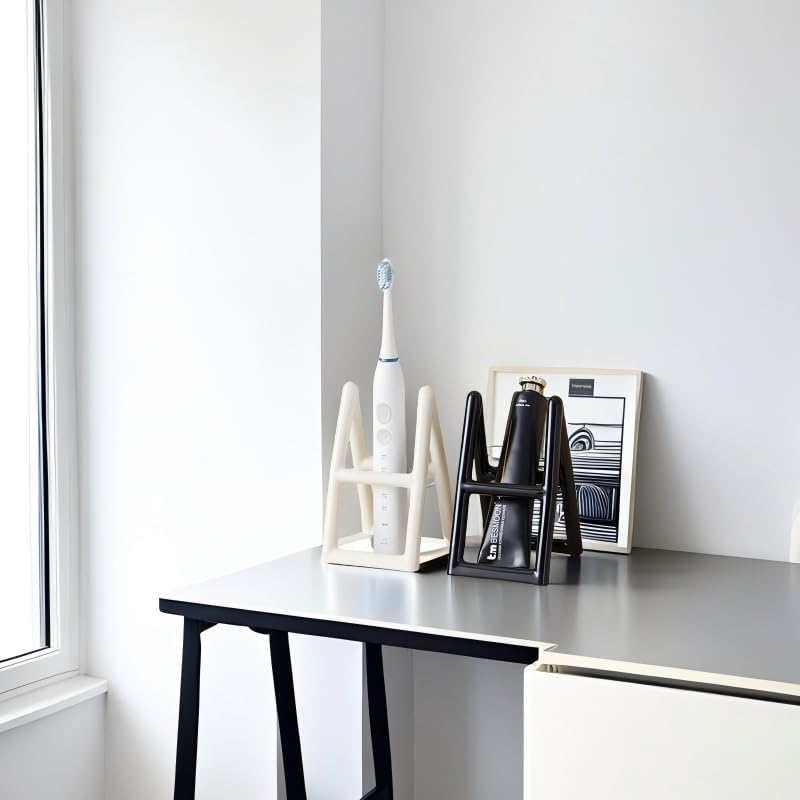 Handmade Ceramic Brush Holder Stand - Minimalist White Design