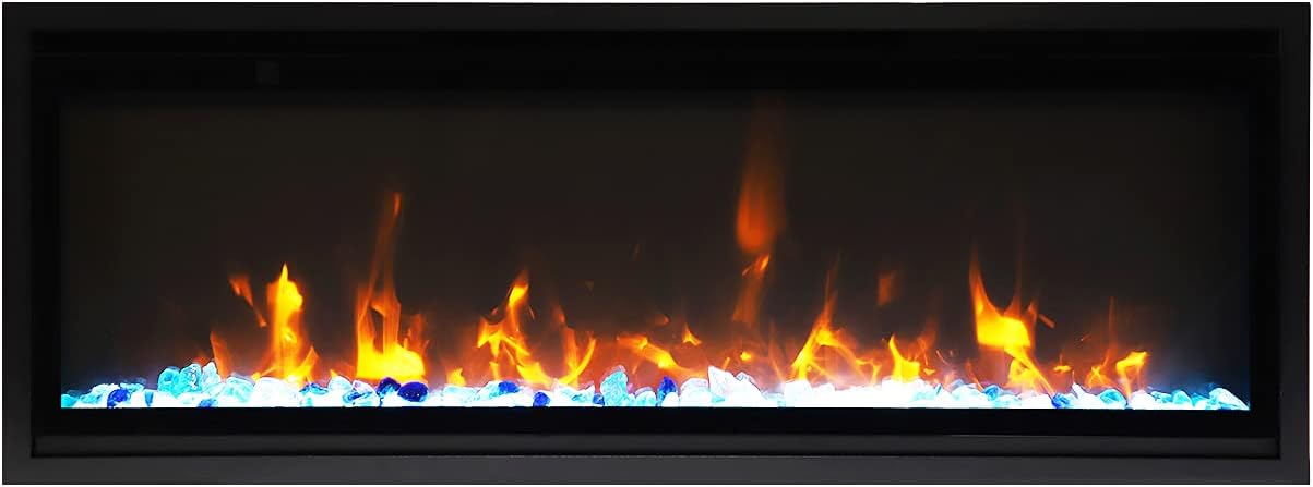 Amantii 65 Extra Slim Indoor Electric Fireplace with Black Steel Surround