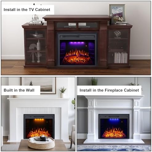 Valuxhome Electric Fireplace with Fire Crackling Sound and Overheating Protection