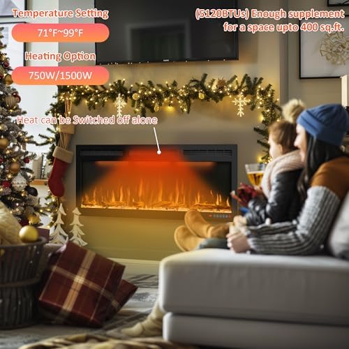 Dreamflame 88 Inches Electric Fireplace with Timer and Remote Control