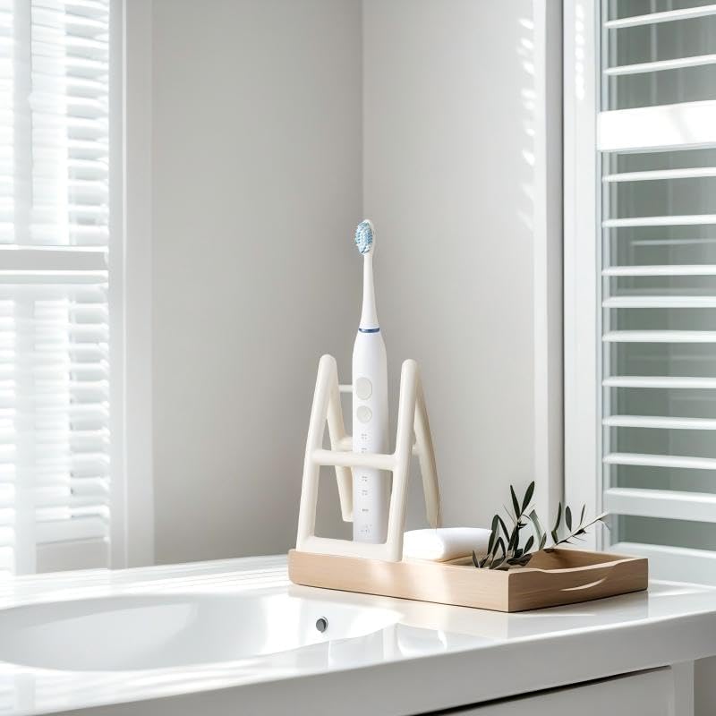 Handmade Ceramic Brush Holder Stand - Minimalist White Design
