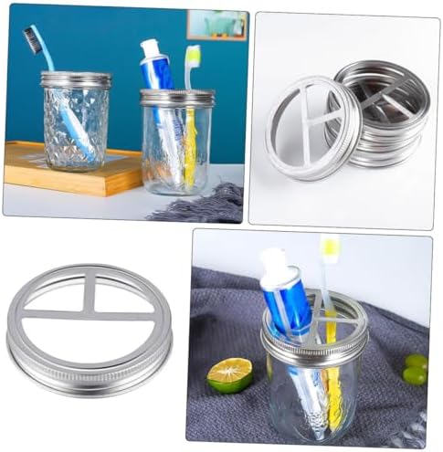 BUGUUYO 5Pcs Wide Mouth Jar Toothbrush Holder Lid
