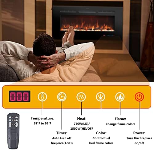 Rodalflame 72 Inches Electric Fireplace Insert with Remote Control