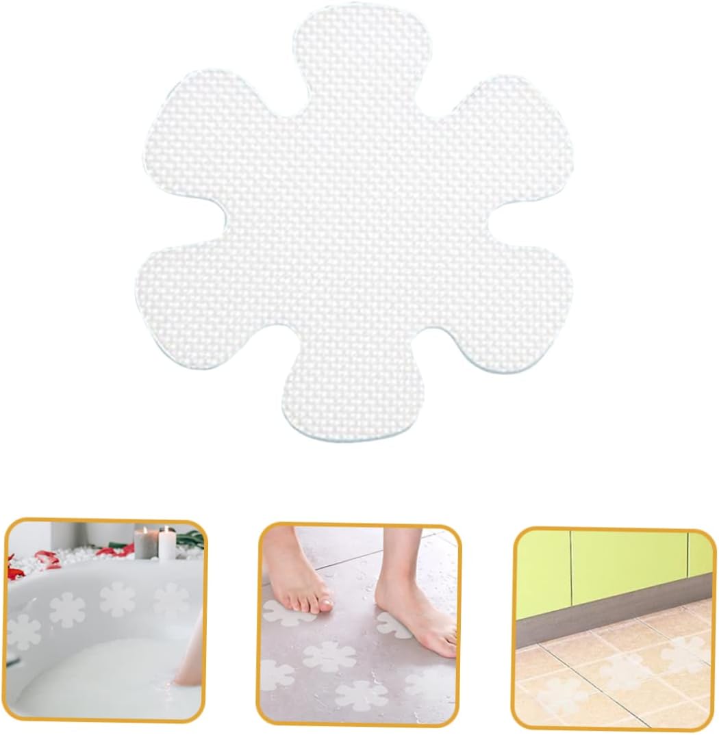 12pcs Flower Design Non-Slip Shower Stickers for Bathroom and Kitchen