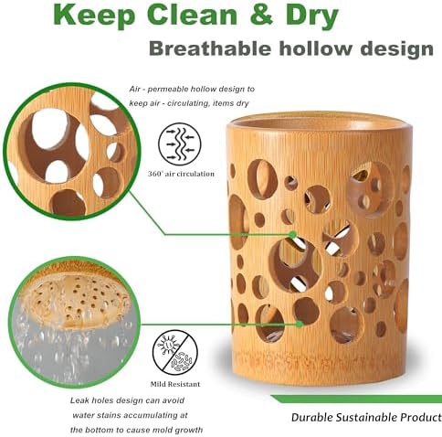 Eco Bamboo Toothbrush Holder with Drainage