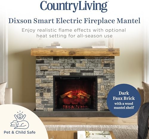 Country Living - Dixson Electric Fireplace with Mantel 28 Wood Insert