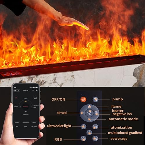 4724 Inch 3D Atomizing Electric Fireplace with Timer