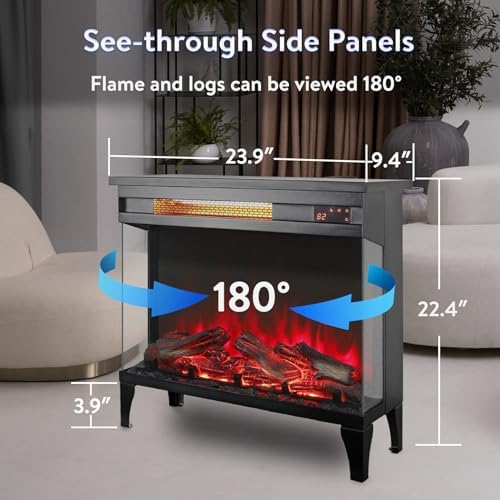 Doredo 3-Sided Electric Fireplace with Remote Control 1