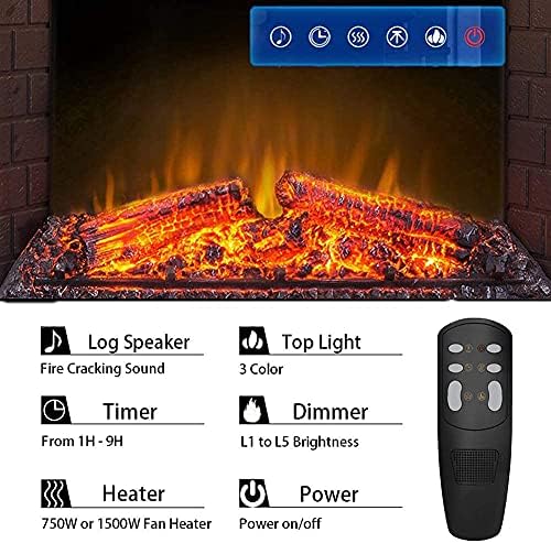 Masarflame 40 Inch Electric Fireplace Insert with Fire Sound and Remote Control
