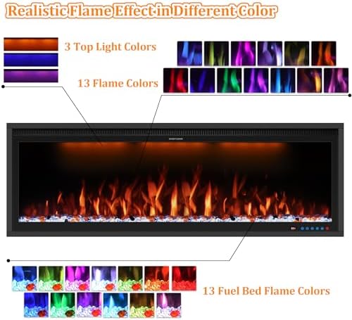 Benrocks 48 Smart WiFi Electric Fireplace Insert