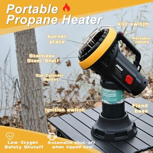 JNDO Portable Propane Heater 4000-BTU Camping Fishing Outdoor Indoor