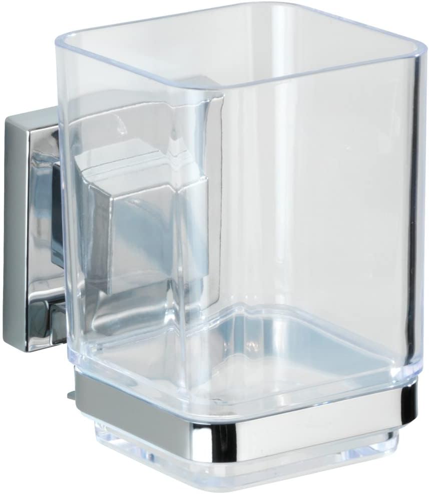 Wenko Quadro Toothbrush Holder with Vacuum-Loc SilverTransparent