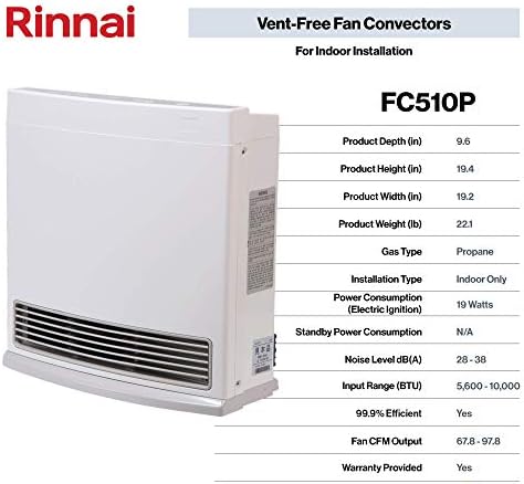 Rinnai FC510P Ventless Propane Heater - Energy Efficient and Smart Controlled