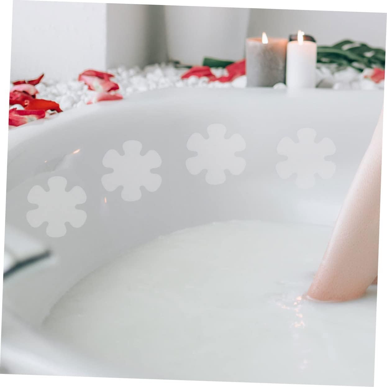 Zerodeko 6Pcs Flower Design Non-Slip Shower Stickers