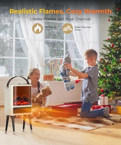 Abolee Fireplace Heater with Realistic LED Flame