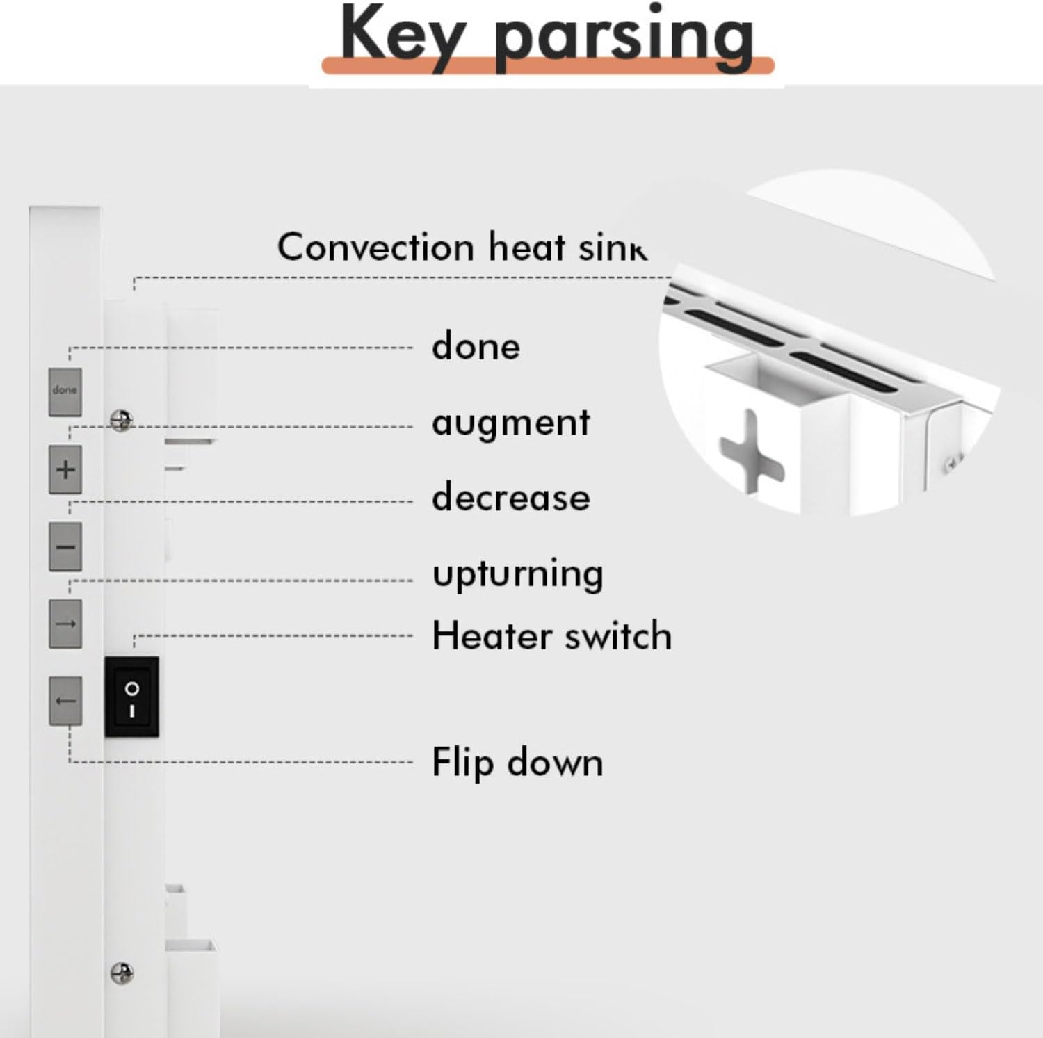 Efficient Wall Mounted Electric Heater for Home Office 600W