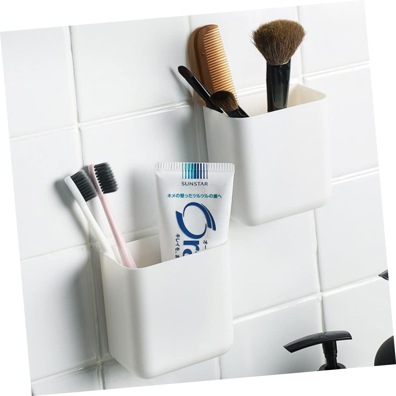 LIFKOME Wall Mounted Toothbrush Holder Stand