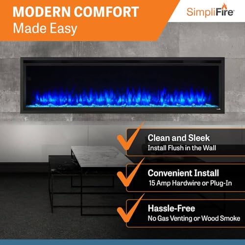 SimpliFire 70-Inch Allusion Platinum Electric Fireplace