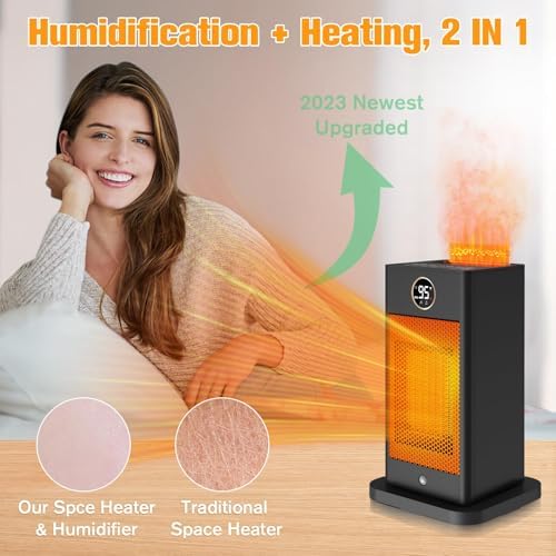 Verminget 1500W PTC Space Heater with 3D Flame and Humidifier