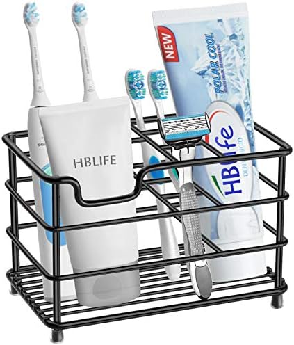 HBlife Electric Toothbrush Holder with 7 Slots - Black Stainless Steel Bathroom Organizer