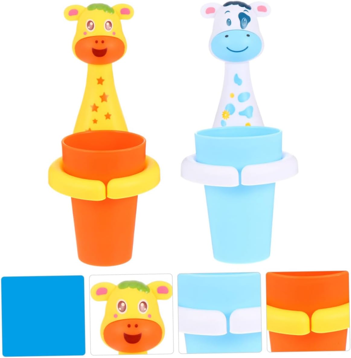 2 Sets Cartoon Animal Toothbrush Holder for Bathroom