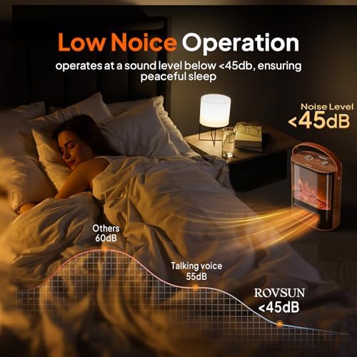 ROVSUN 1500W Electric Fireplace with Realistic Flame 16H Portable Heater