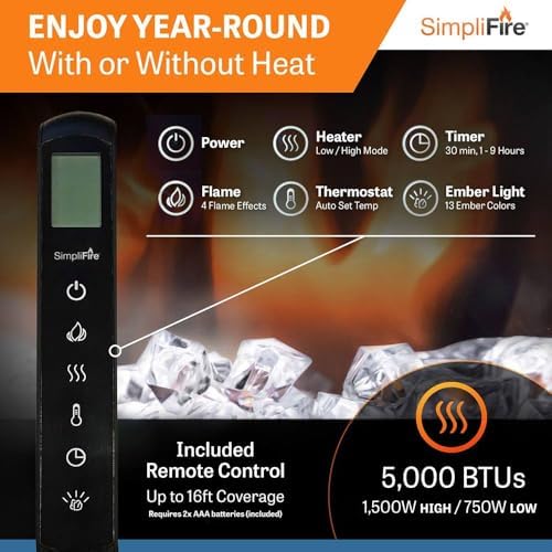 SimpliFire 70-Inch Allusion Platinum Electric Fireplace