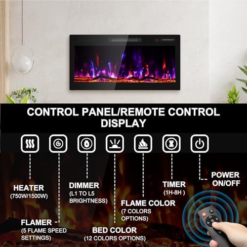 BREEZEHEAT 36 Inch Electric Fireplace with Log