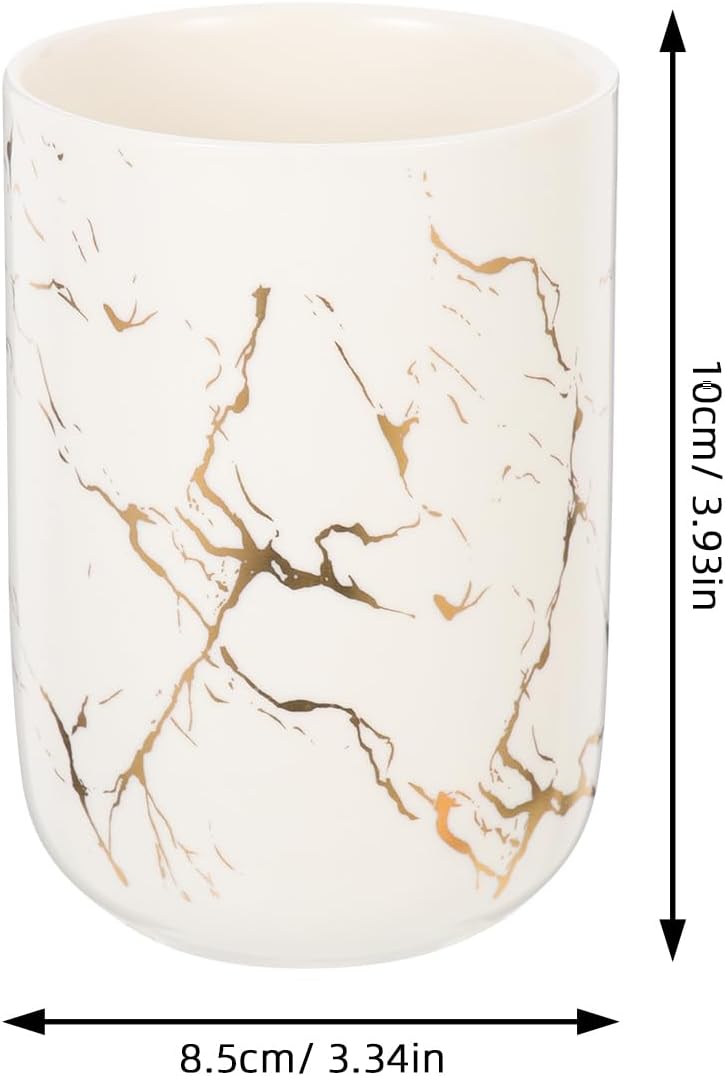 Alipis Ceramic Toothbrush Holder with Marble Pattern