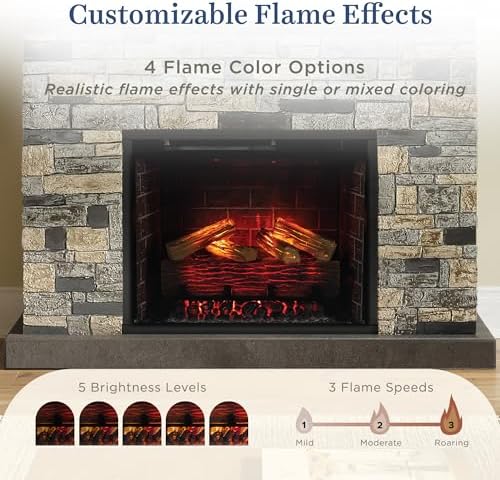 Country Living - Dixson Electric Fireplace with Mantel 28 Wood Insert