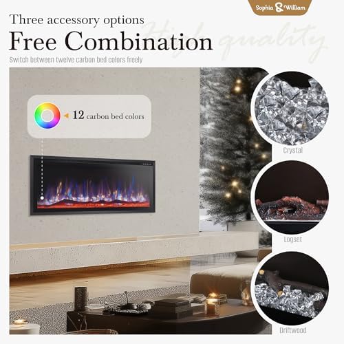 Sophia William 42 Inch Electric Fireplace with Remote Control