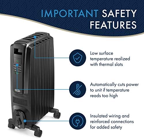 DeLonghi Dragon Digital Oil Filled Radiator Heater 1500W Black