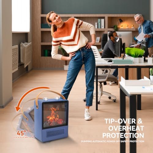 TEMPWARE Electric Fireplace Heater with 3D Flame Effect