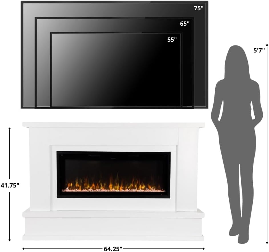 Modern Ember Patton White Mantel Package with Electric Fireplace 1