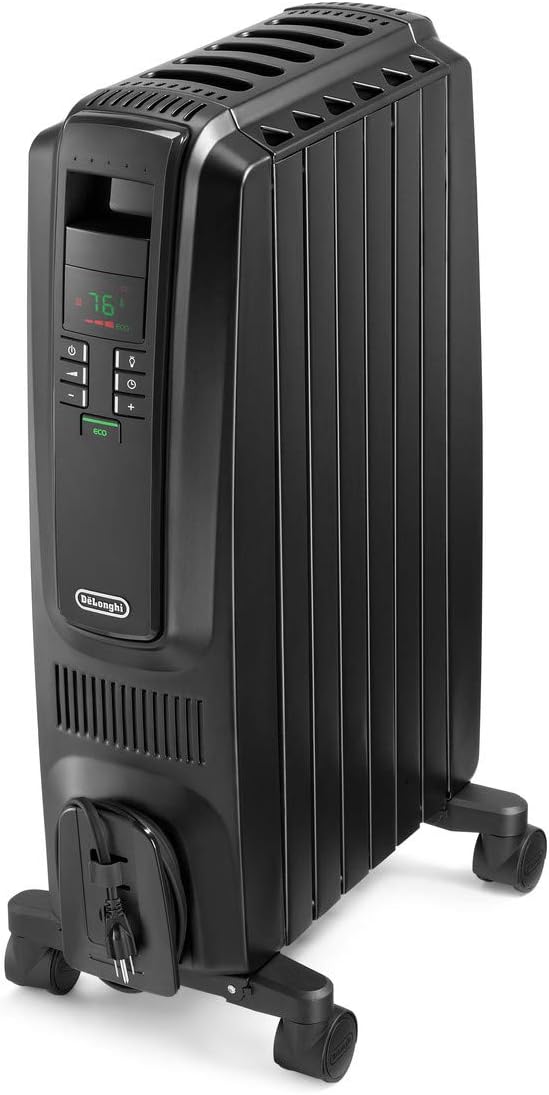 DeLonghi Dragon Digital Oil Filled Radiator Heater 1500W Black
