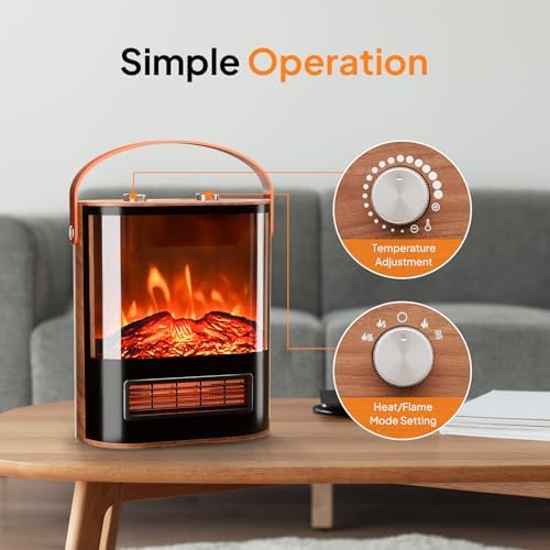 ROVSUN 1500W Electric Fireplace with Realistic Flame 16H Portable Heater