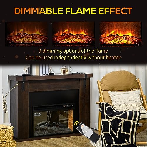 35 Inch Electric Fireplace with Mantel and Remote