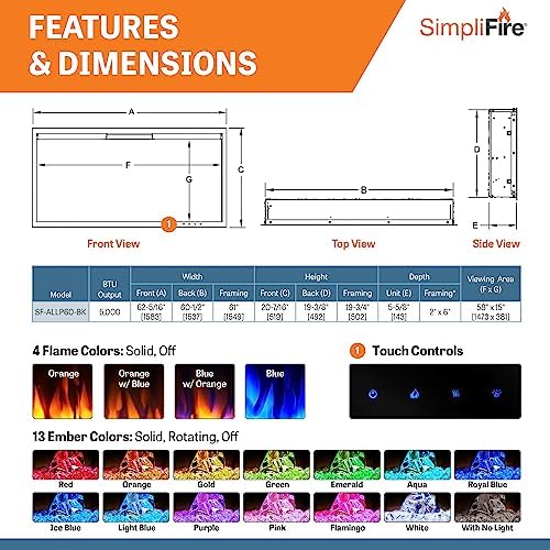 SimpliFire 60-Inch Allusion Platinum Electric Fireplace