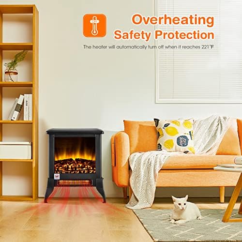 Tangkula 18 Inches Electric Fireplace Stove with Realistic Flame Effect
