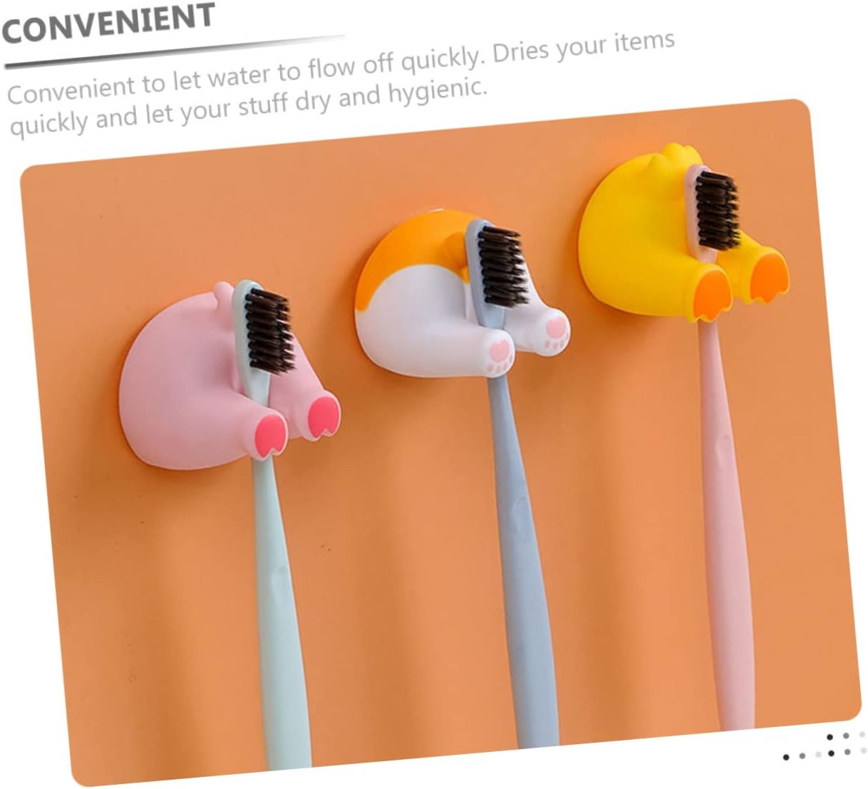 LIFKOME Animal Tail Wall Hooks 2pcs Toothbrush Holders Self-Adhesive