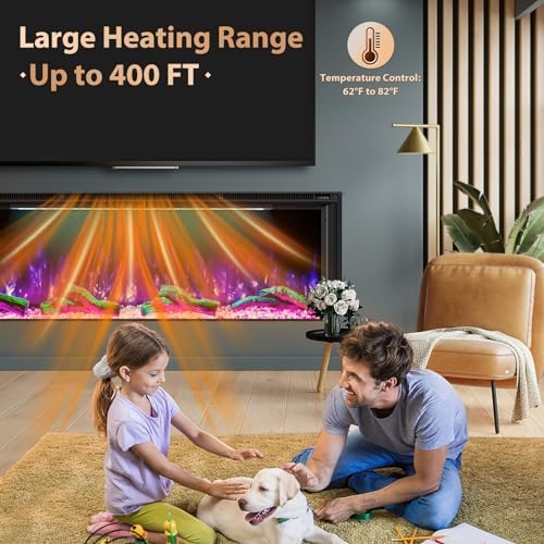 HIRESC 3-Sided Electric Fireplace with 251 RGB LED Flame