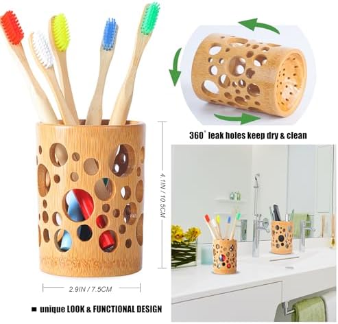 Eco Bamboo Toothbrush Holder with Drainage