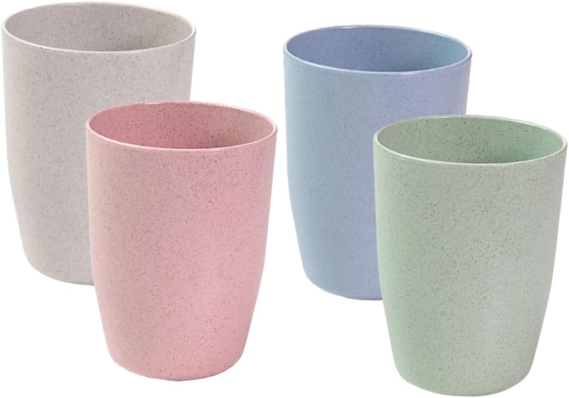 OHPHCALL Mouth Wash Cups 4 Pack Straw Tumbler for Bathroom